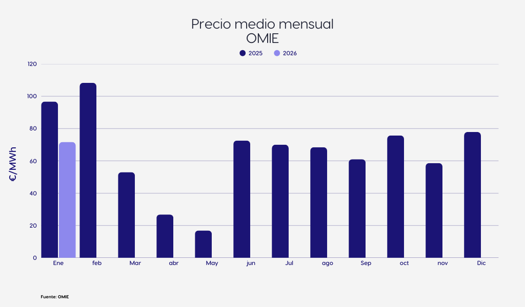 Precio medio mensual enero 2026
