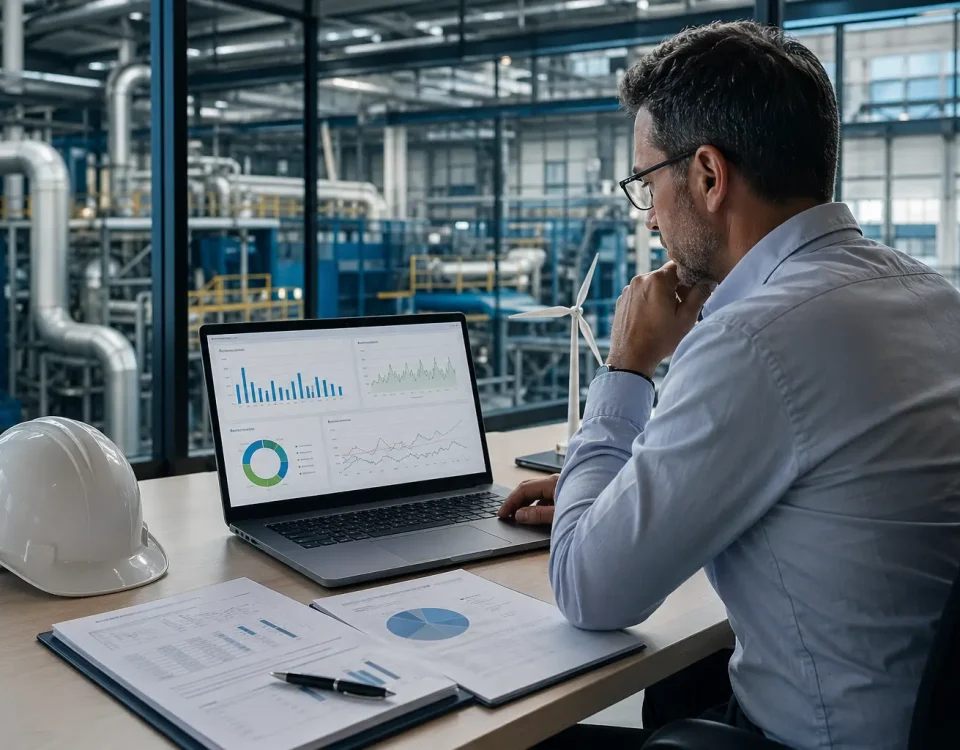 Responsable energético analizando requisitos y ayudas para consumidor electrointensivo.