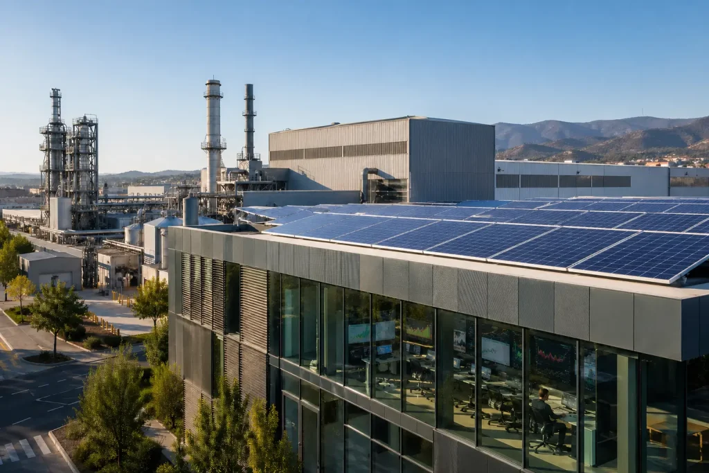 consumidor electrointensivo industria con energía fotovoltaica en planta industrial