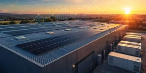 Cubierta solar industrial en España con enfoque en mercado eléctrico y almacenamiento energético