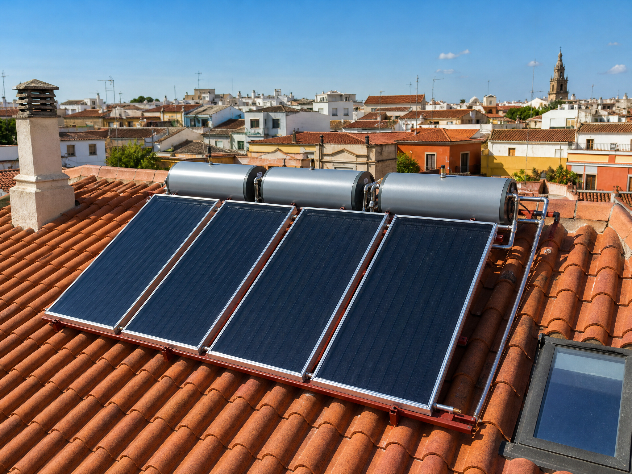 Paneles solares térmicos en Murcia para agua caliente instalados en una cubierta