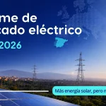 Imagen destacada del informe de mercado eléctrico de junio de 2026 con datos clave sobre precio OMIE, generación solar y punta nocturna