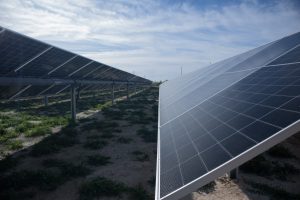 Paneles solares fotovoltaicos generando electricidad durante las horas de mayor radiación solar en España.